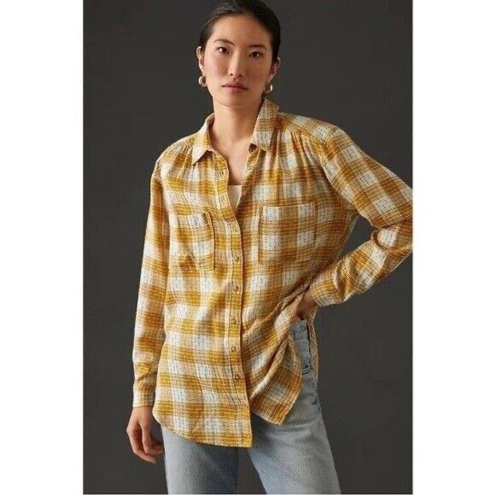 Anthro Pilcro Relaxed Button Down Shirt Sz Small - Picture 1 of 3